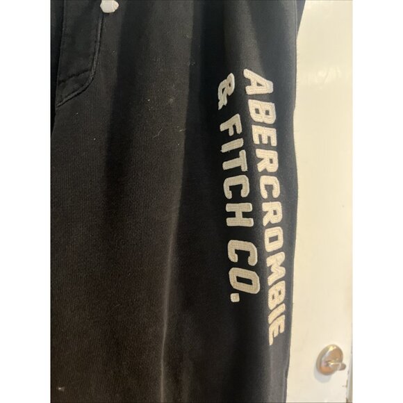 Abercrombie&Fitch Joggers Pants Womens L Black Fleece Elastic Waist Logo - Picture 2 of 12